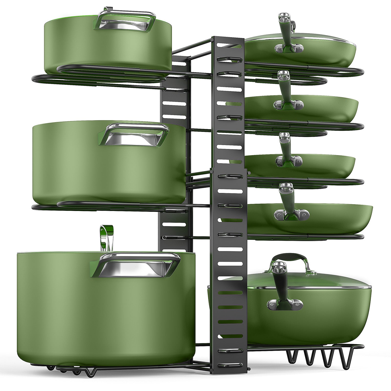 MUDEELA Pots and Pans Organizer Rack for under Cabinet, Expandable 11.65'' to 19" Adjustable Pot Rack with 3 DIY Methods