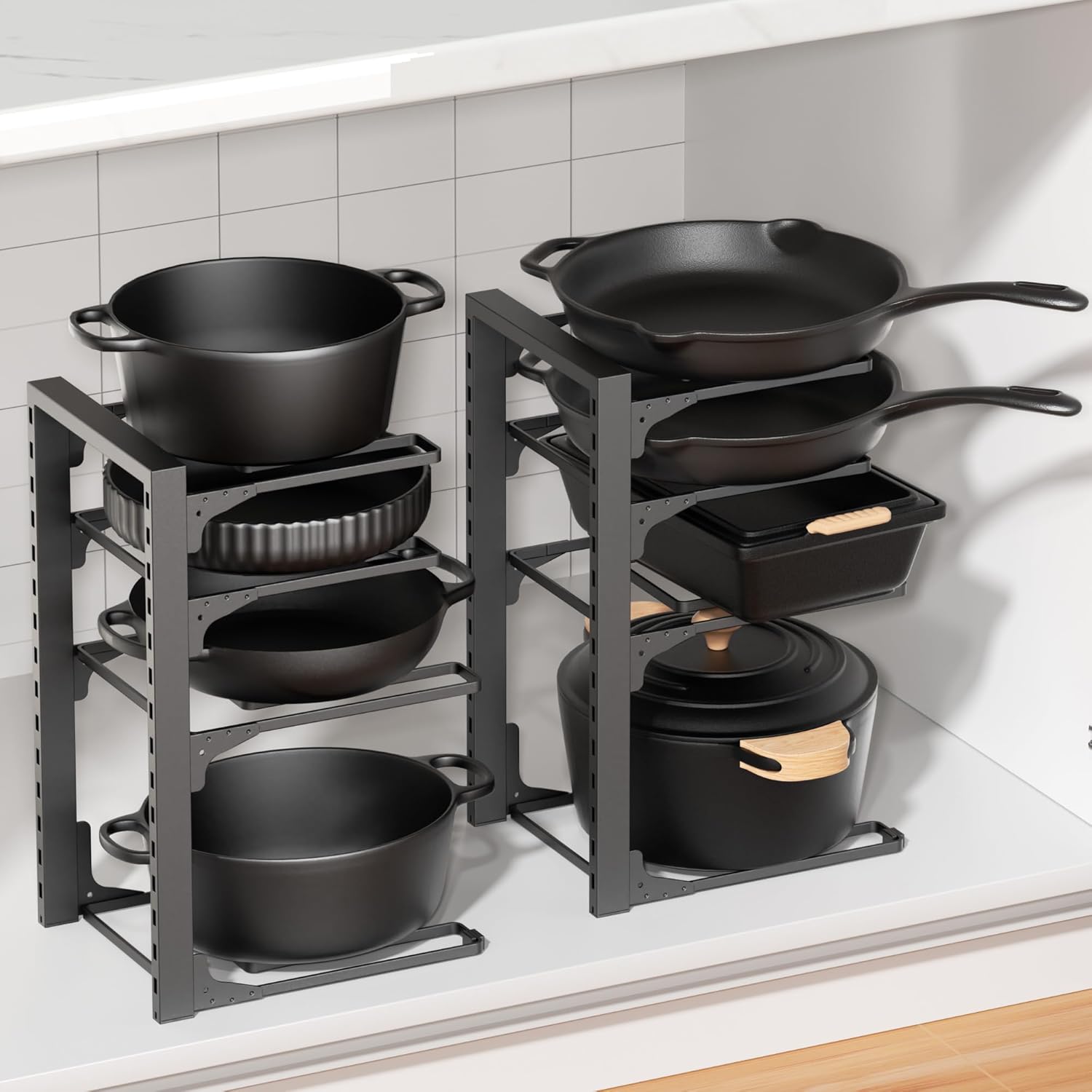 MUDEELA Pots and Pans Organizer under Cabinet 15.75" Tall