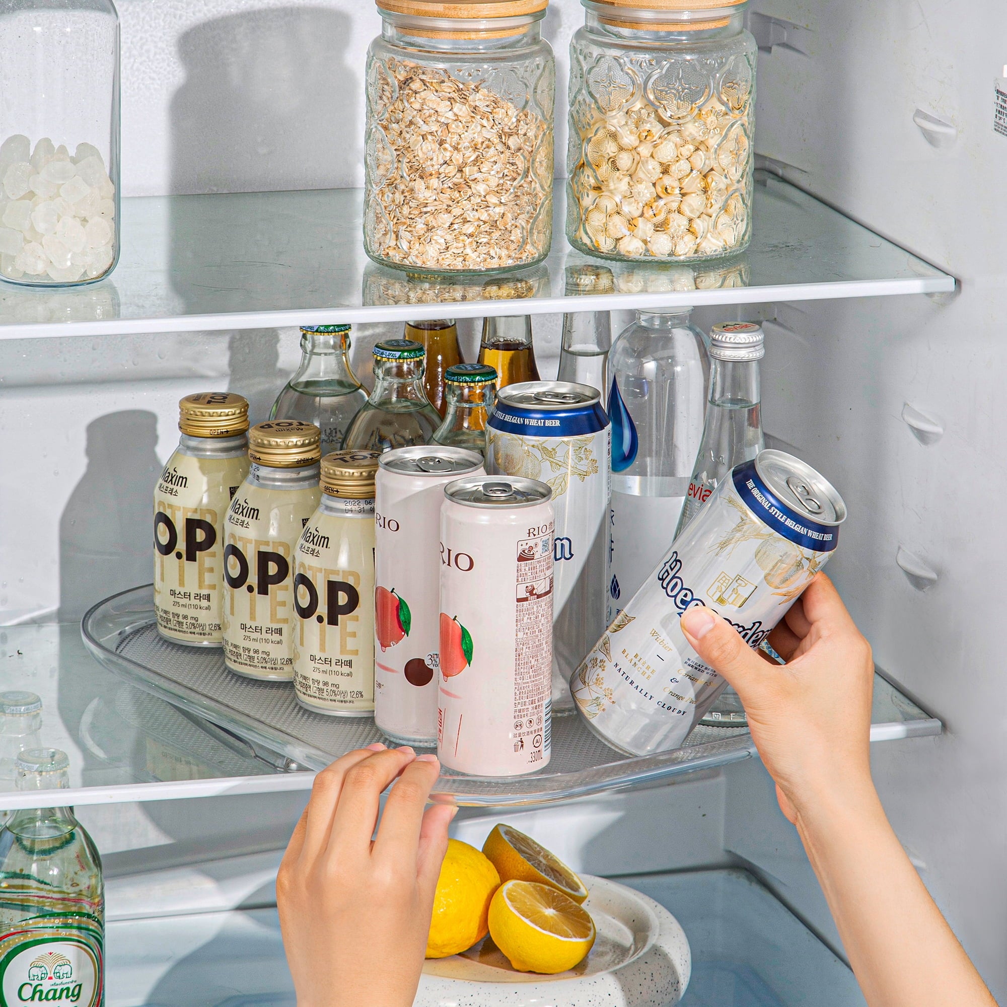 Lazy Susan for Refrigerator, Lazy Susan Turntable Organizer for Refrigerator, Countertop Condiment Storage Rack for Cabinet, Pantry, Kitchen, 15.67''