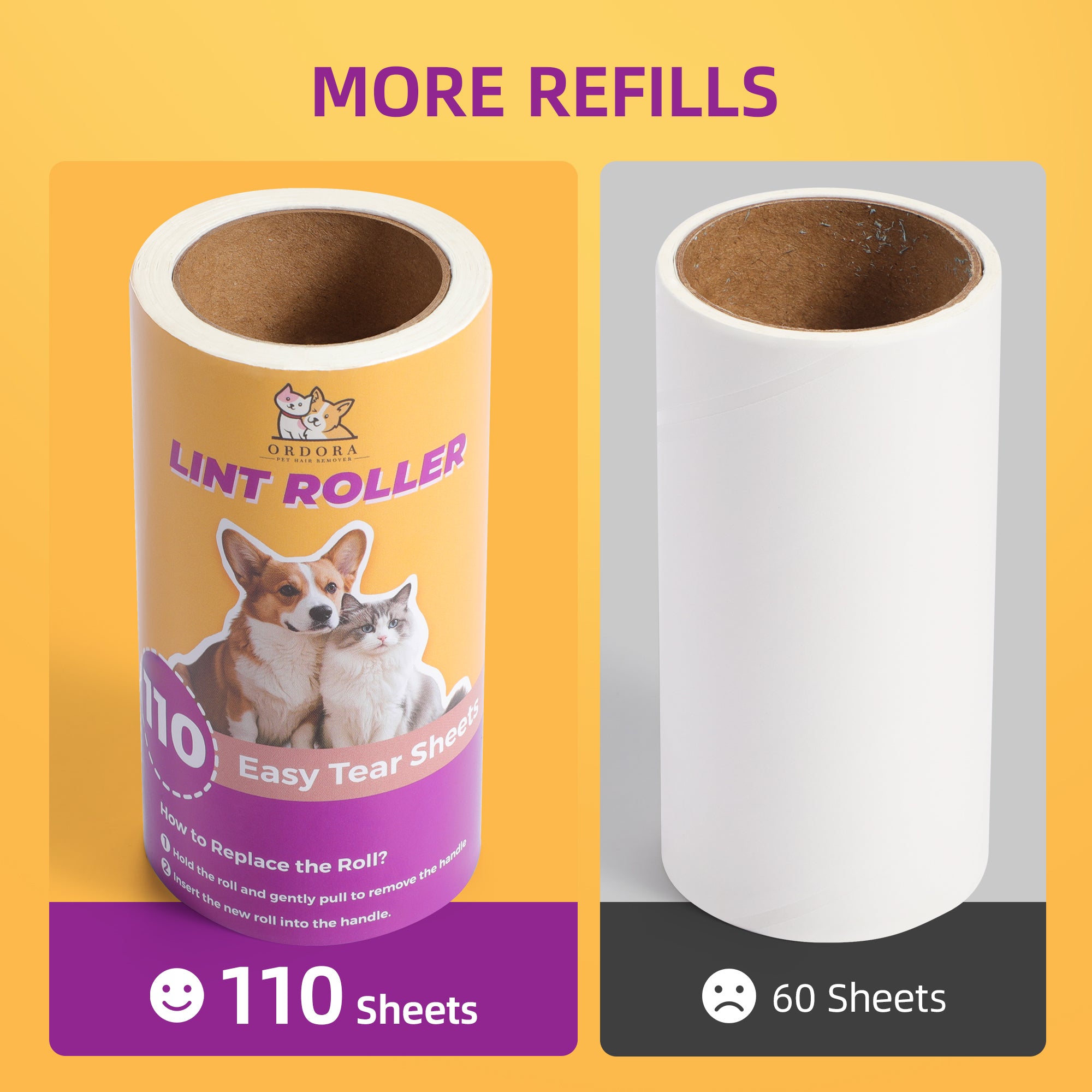 ORDORA Extra Sticky Lint Roller 6 Pack