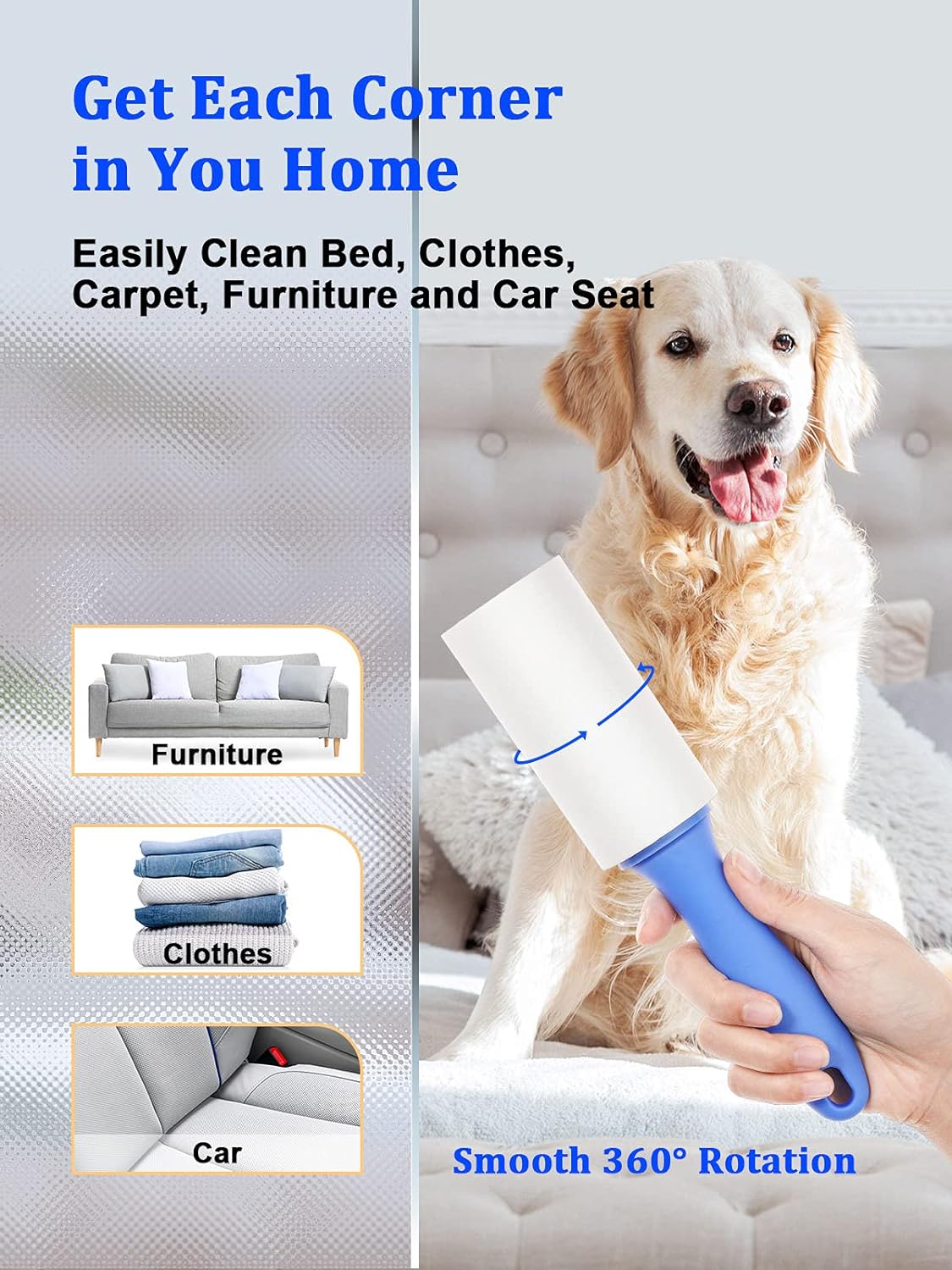Lint Rollers for Pet Hair, ORDORA Extra Sticky Lint Rollers Refill 6 Pack for Clothes, 540 sheets