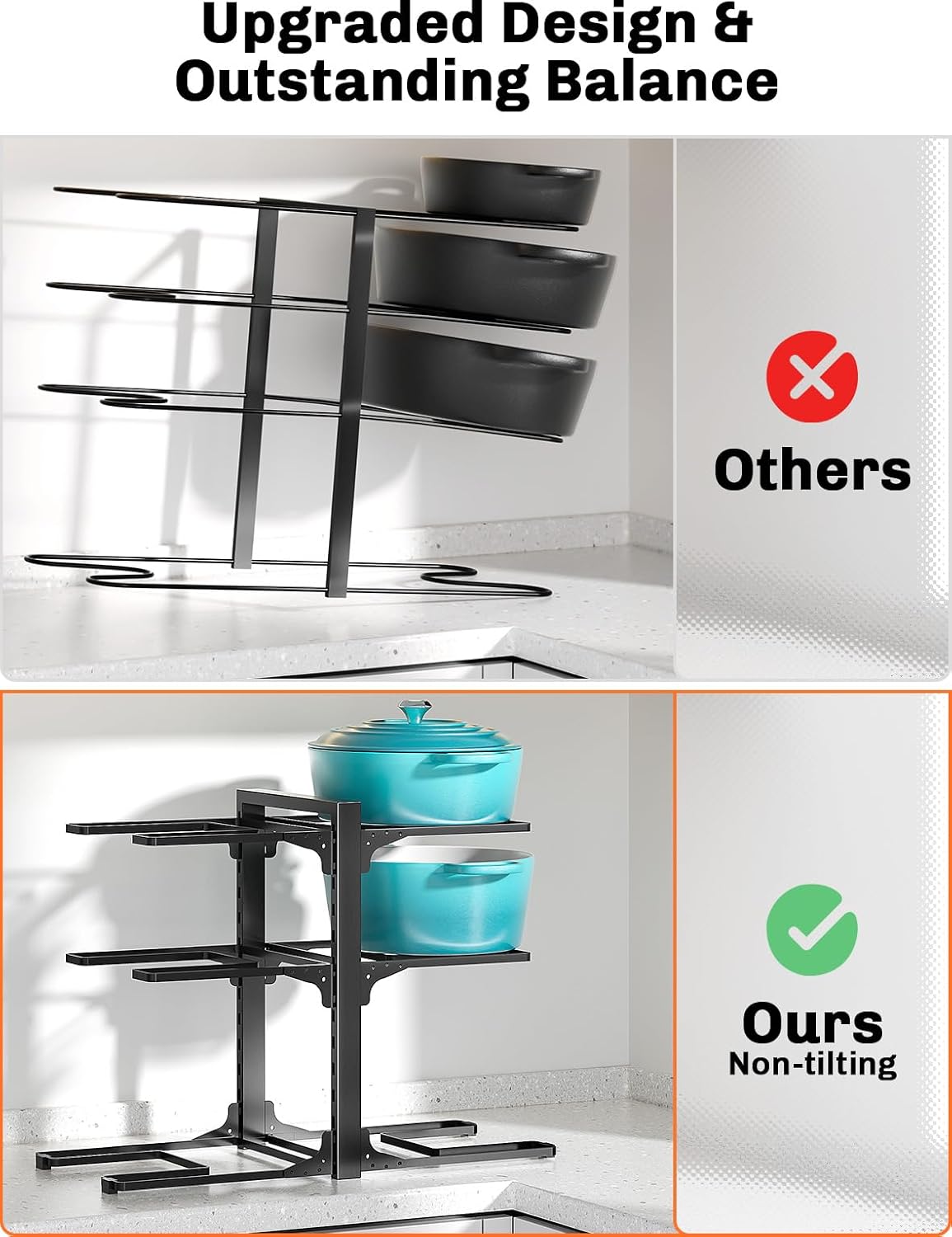 MUDEELA 6-Tier Adjustable Pot Organizer Rack