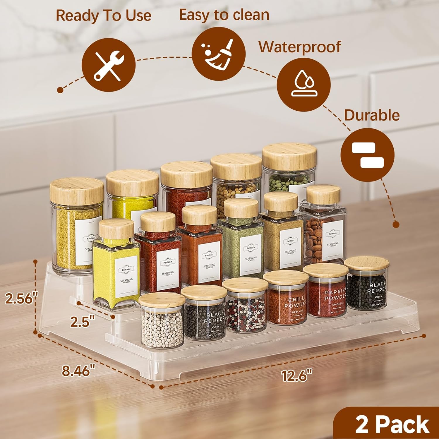 2 Pack 3-Tier Spice Rack Organizer