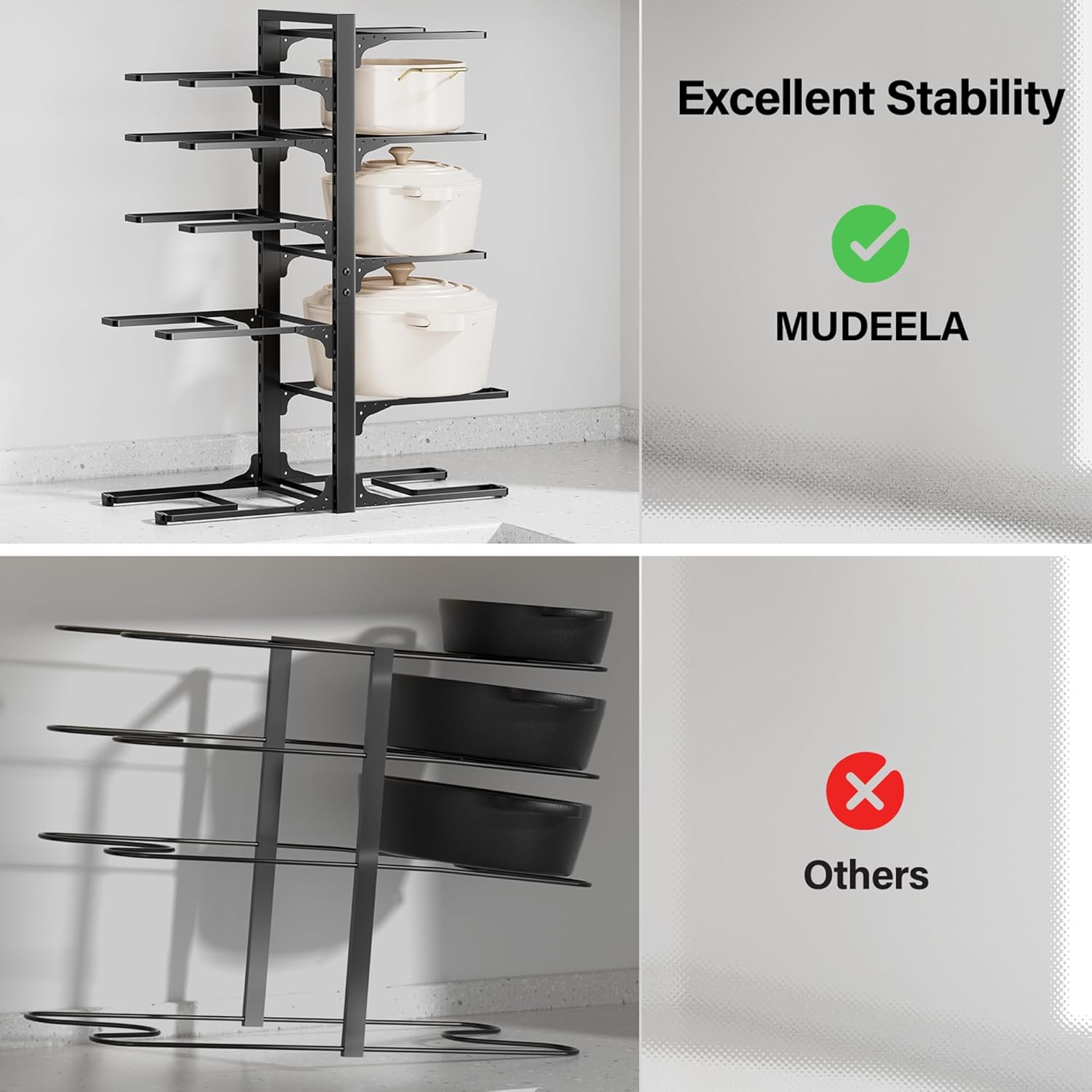 MUDEELA 10-Tier Adjustable Pot Pan Organizers