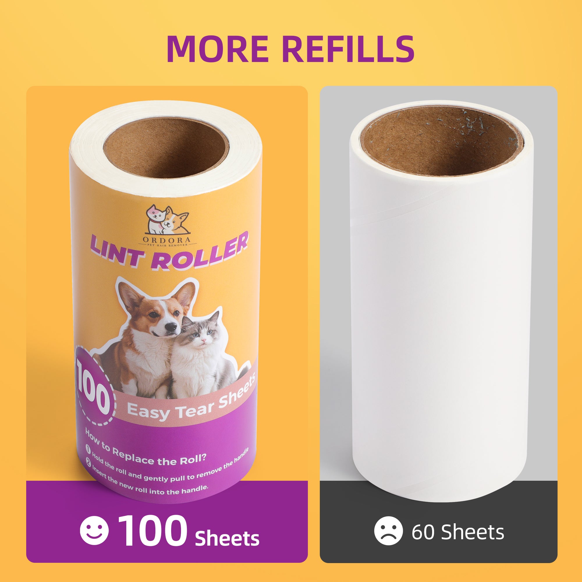 ORDORA Lint Rollers Extra Sticky Pet Hair Removal Lint Roller, 800 Sheets