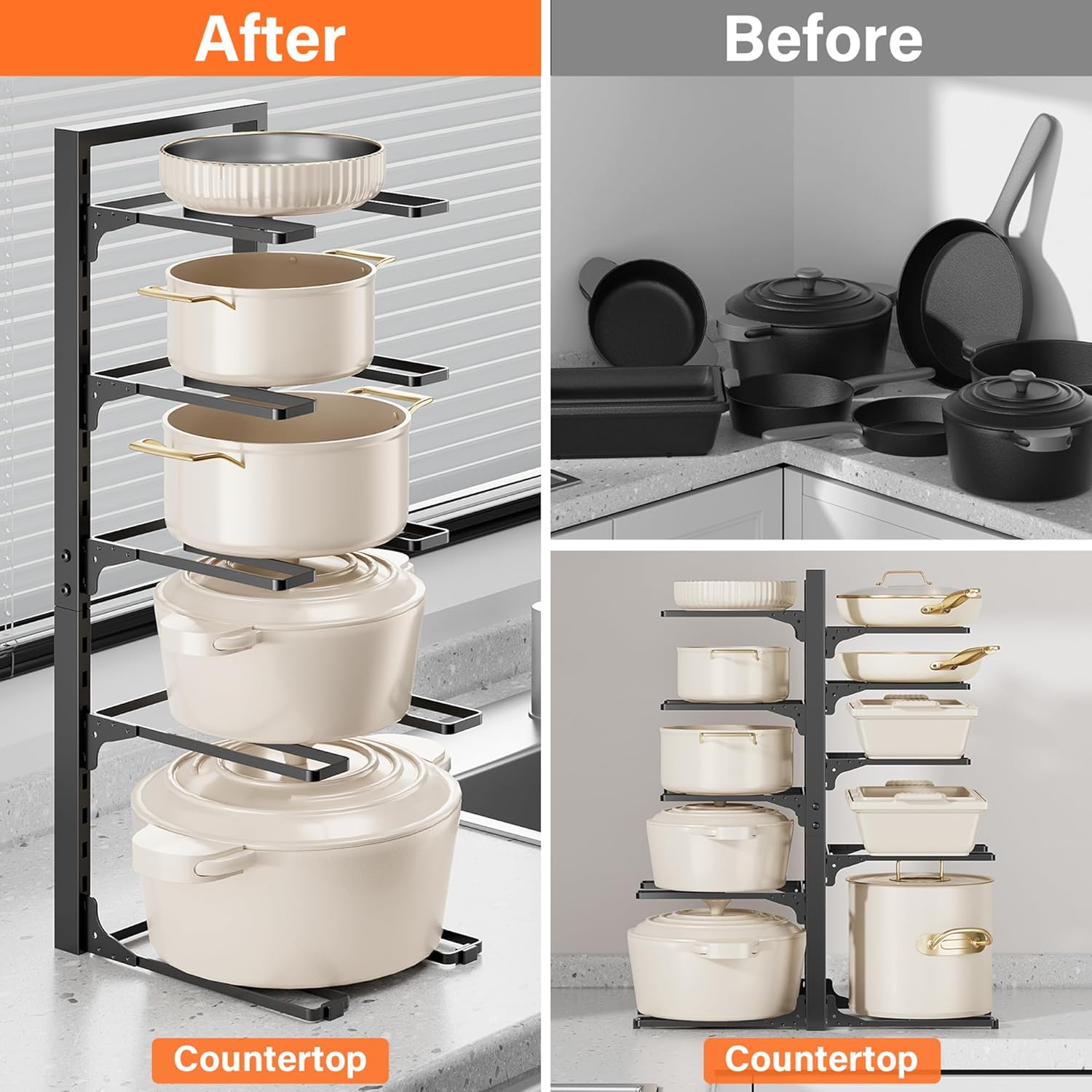 MUDEELA 10-Tier Adjustable Pot Pan Organizers