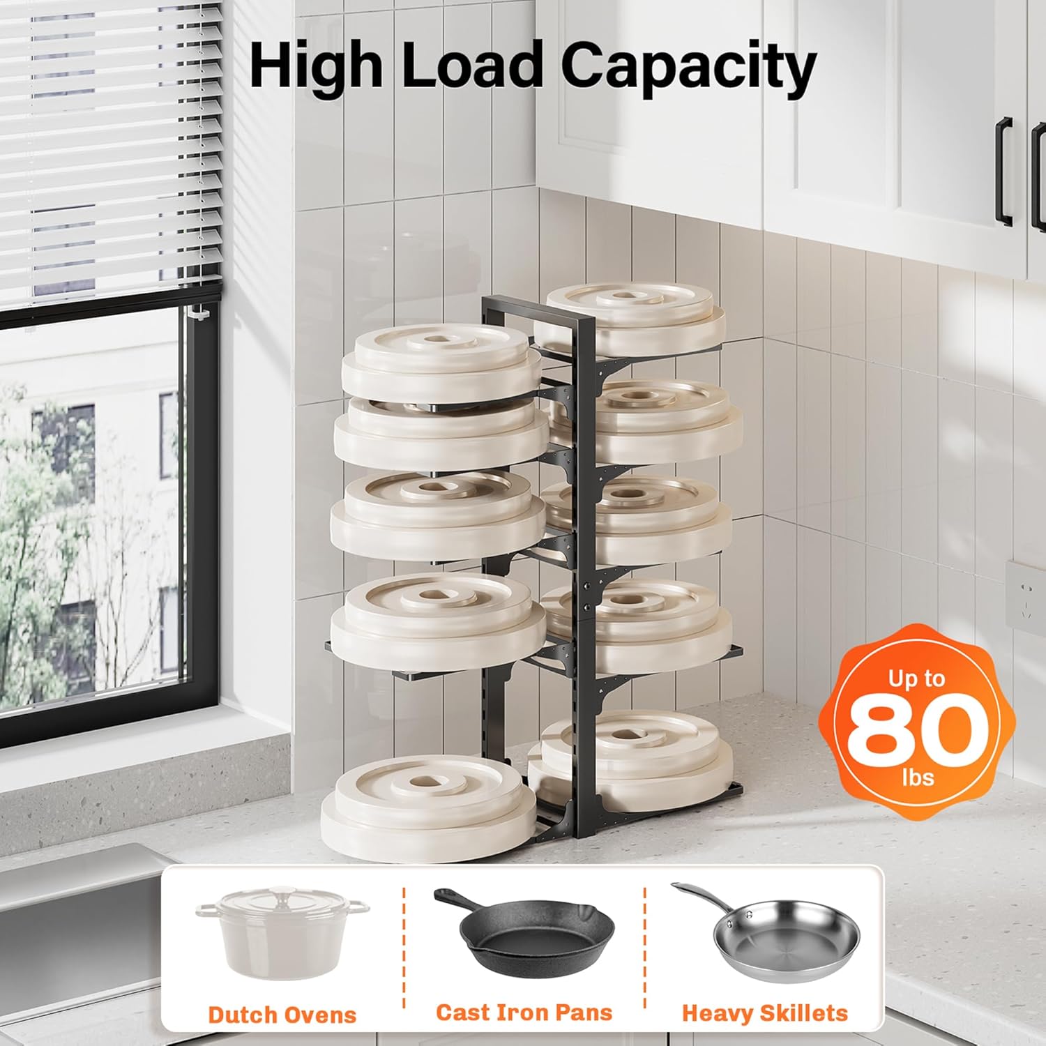 MUDEELA 10-Tier Adjustable Pot Pan Organizers