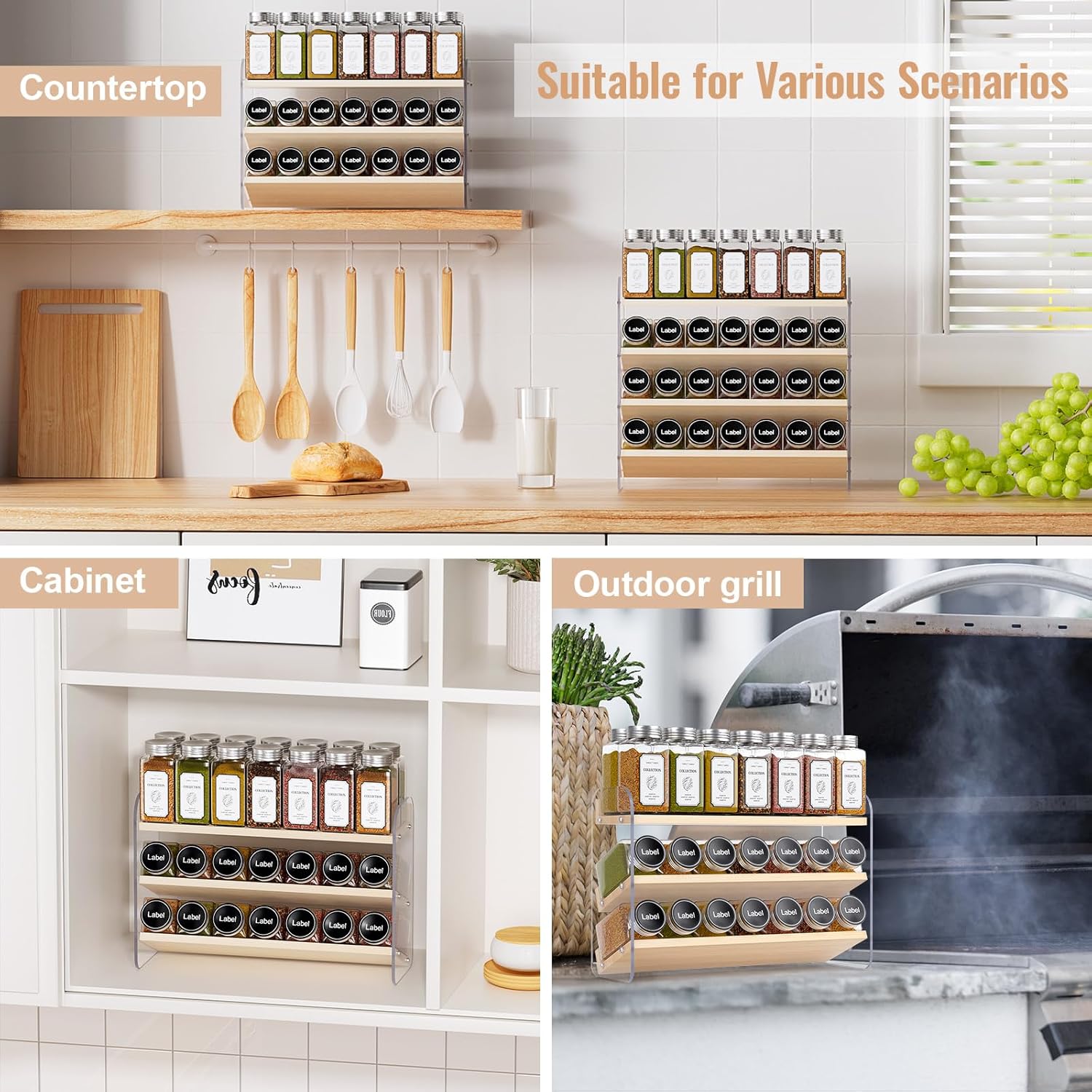 Clear Spice Rack Organizer