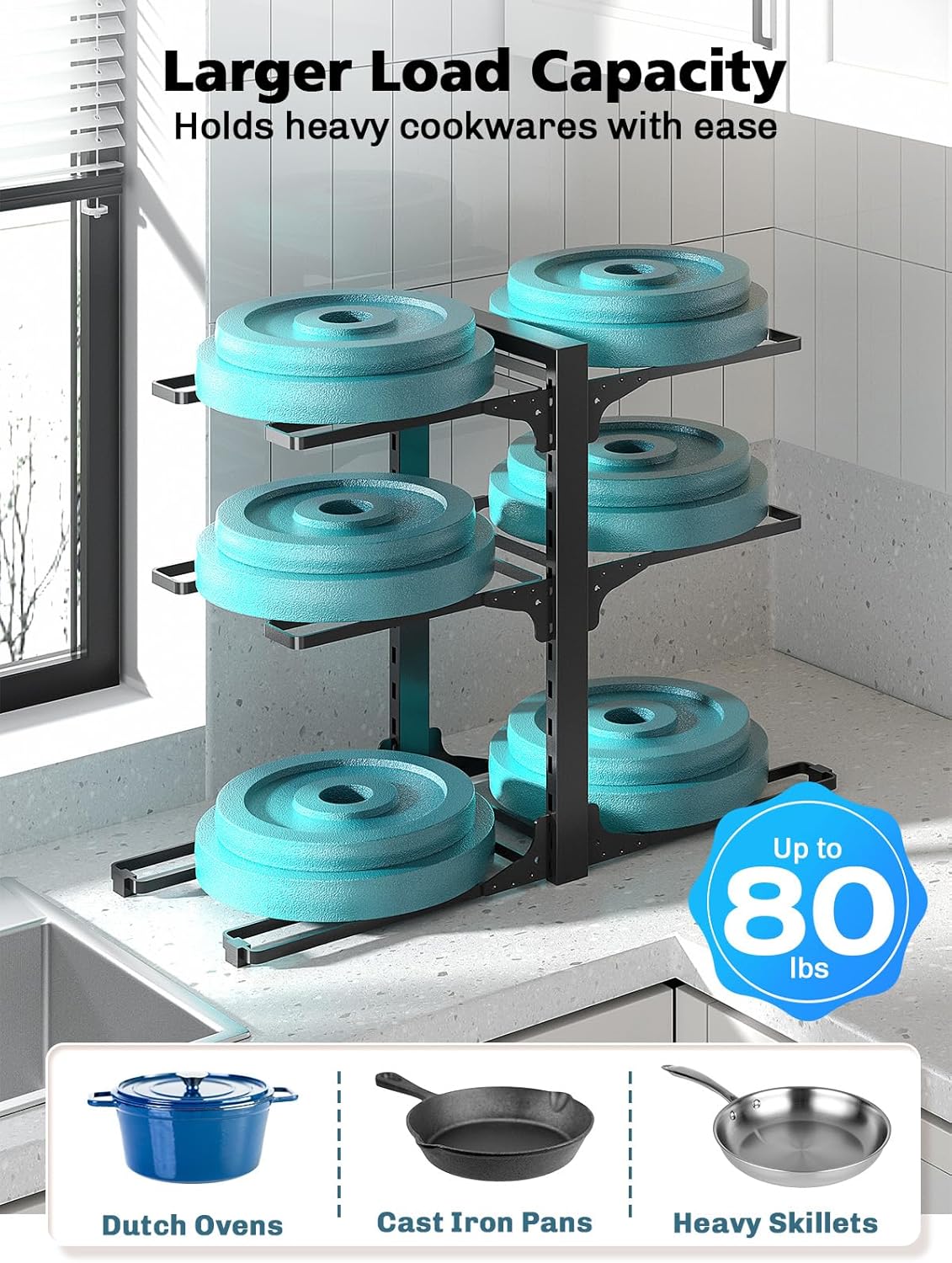 MUDEELA 6-Tier Adjustable Pot Organizer Rack