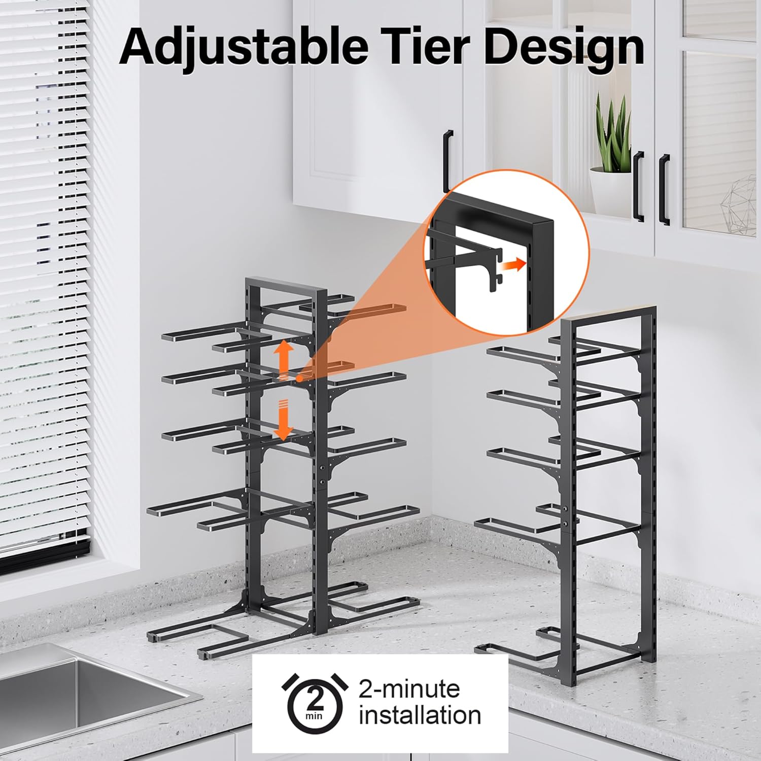 MUDEELA 10-Tier Adjustable Pot Pan Organizers