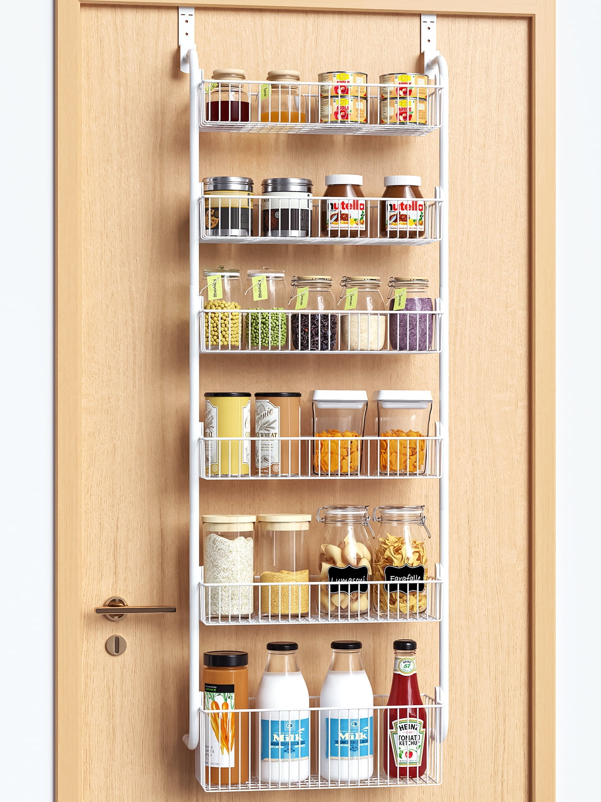 Over the Door Pantry Organizer 6-Tier Hanging & Wall Mount Spice Rack, Big Size