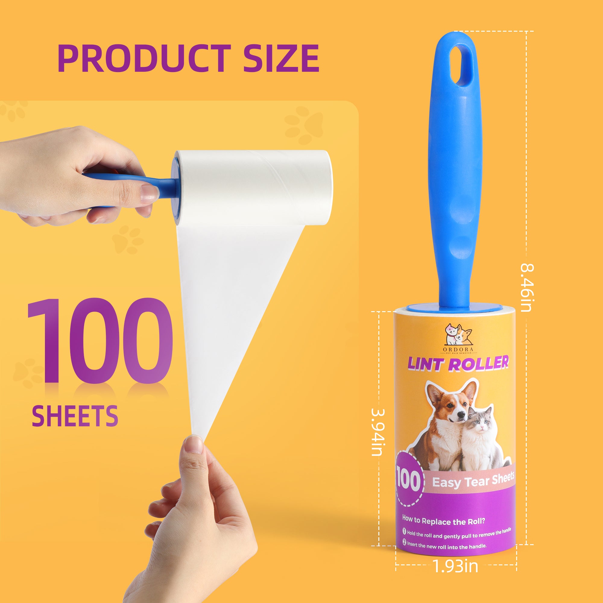 ORDORA Lint Rollers Extra Sticky Pet Hair Removal Lint Roller, 800 Sheets