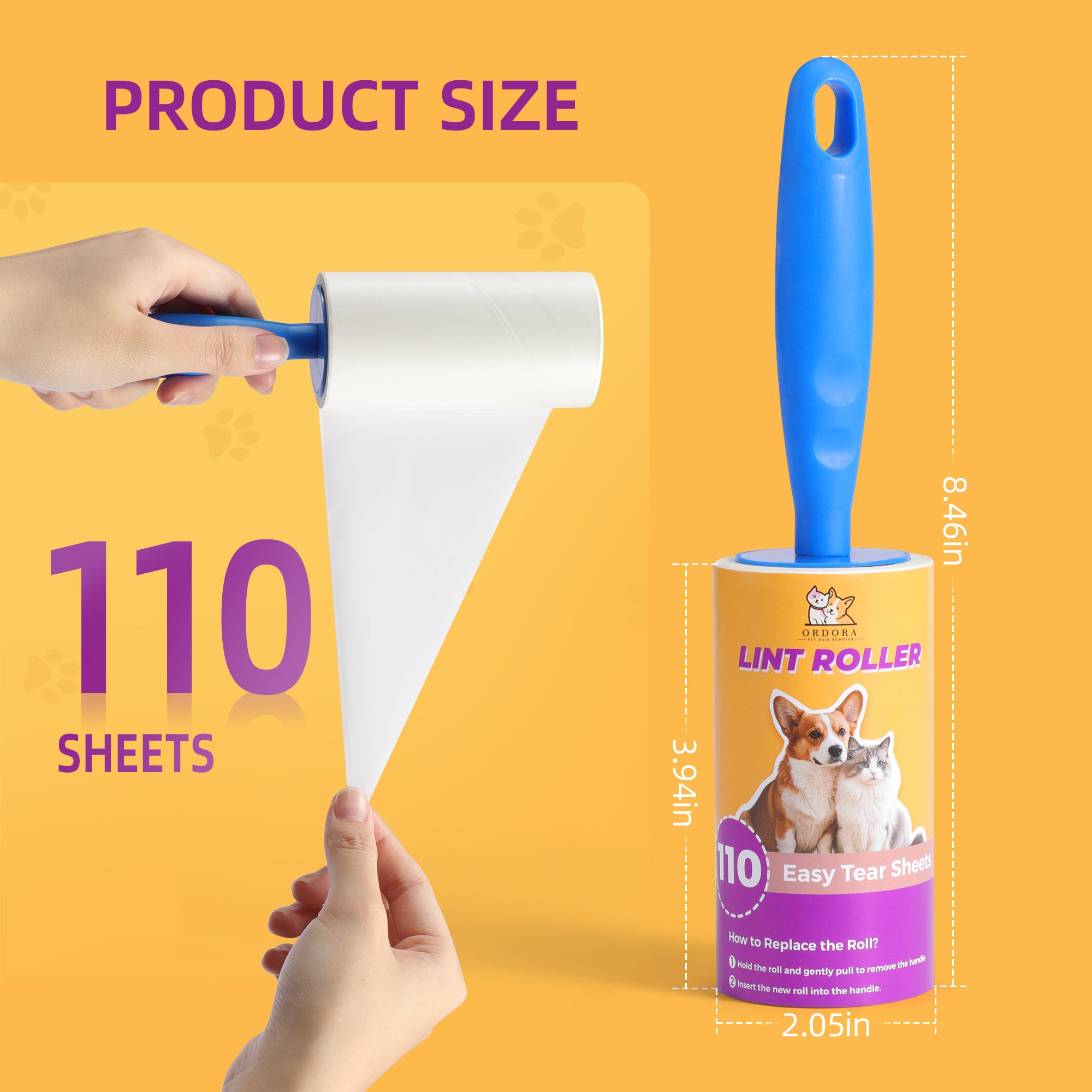 ORDORA Extra Sticky Lint Roller 6 Pack