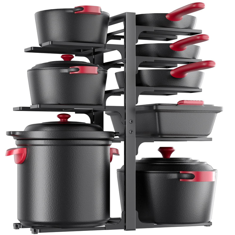 MUDEELA Pots and Pans Organizer under Cabinet 21" Height 8-Tier Kitchen Cabinet Organizers and Storage for Big Stockpots