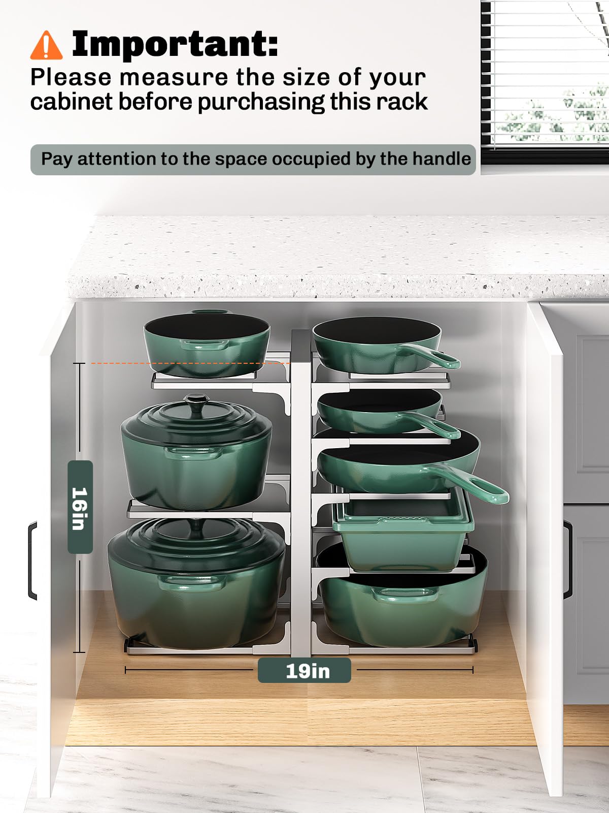 MUDEELA 8-Tier Pots and Pans Organizer for Cabinet, Adjustable Heavy Duty 120LBS Pot and Pan Organizer Rack Under Cabinet, Kitchen Cabinet Storage and Organization Cookware Baking Frying Rack