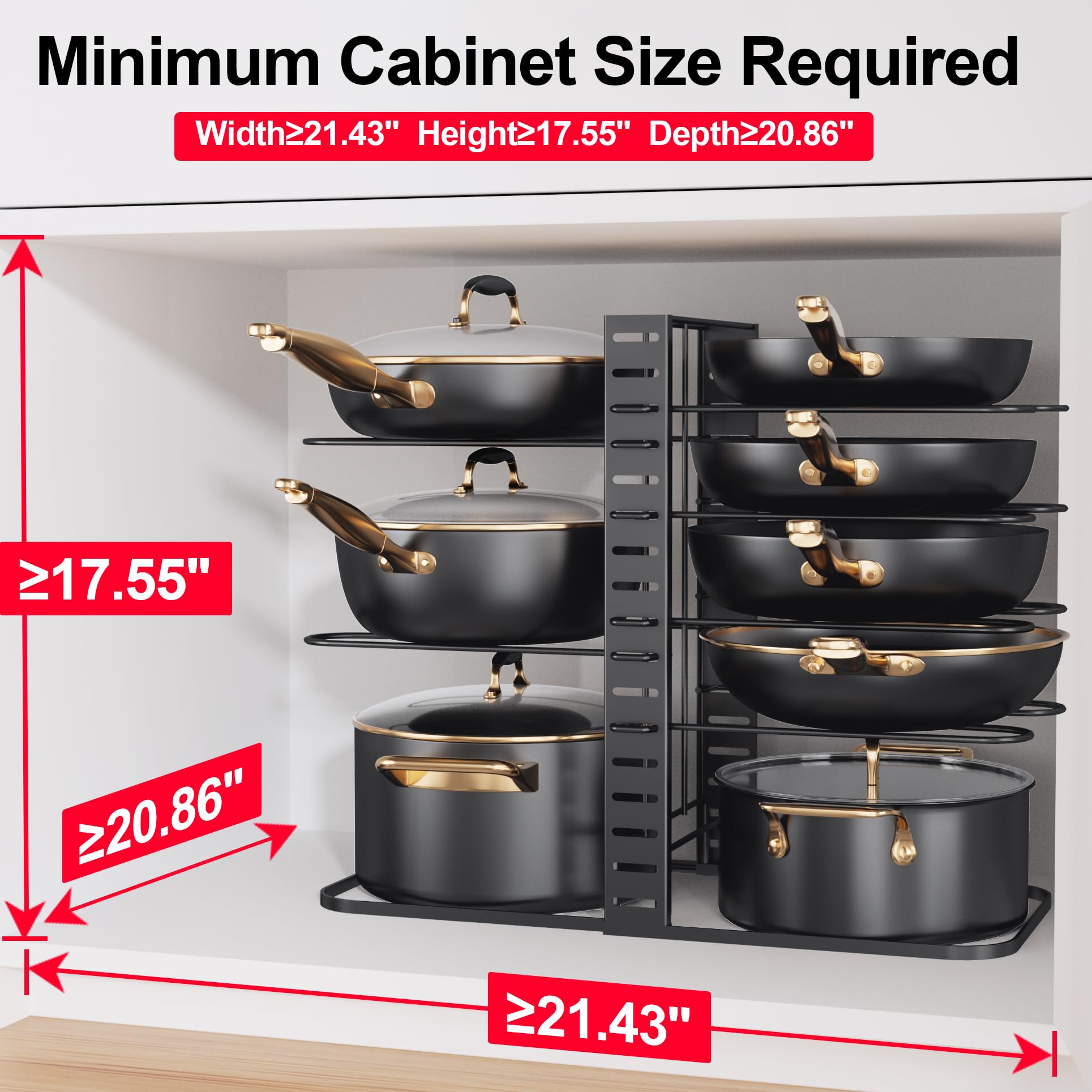 MUDEELA 8-Tier Pots and Pans Organizer Rack