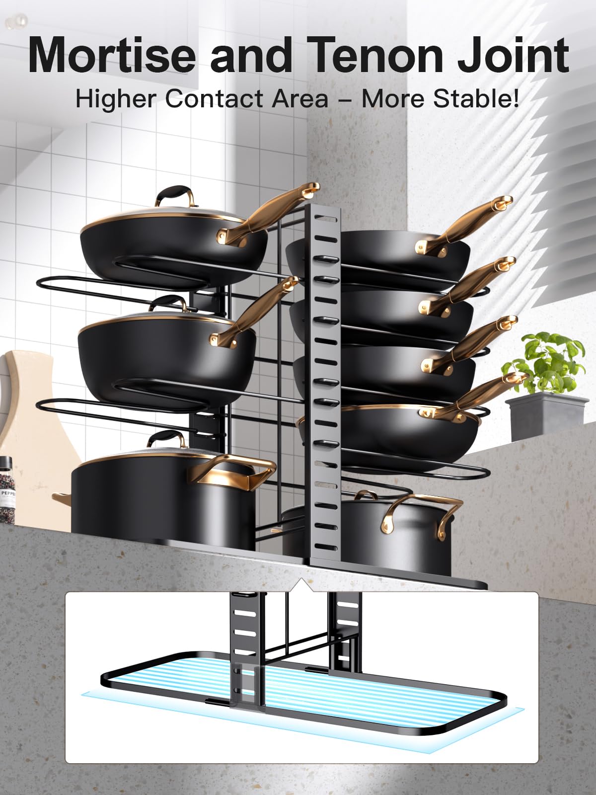 MUDEELA 8-Tier Pots and Pans Organizer Rack