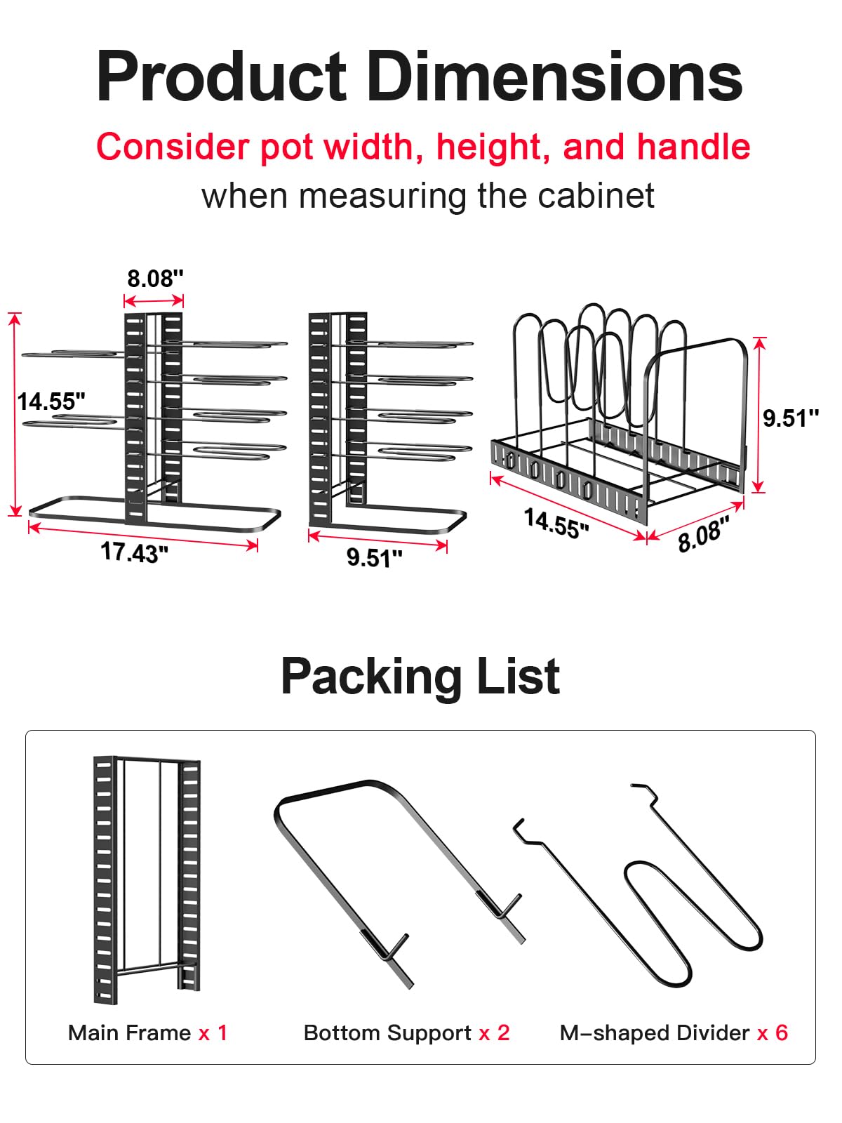 MUDEELA 8-Tier Pots and Pans Organizer Rack