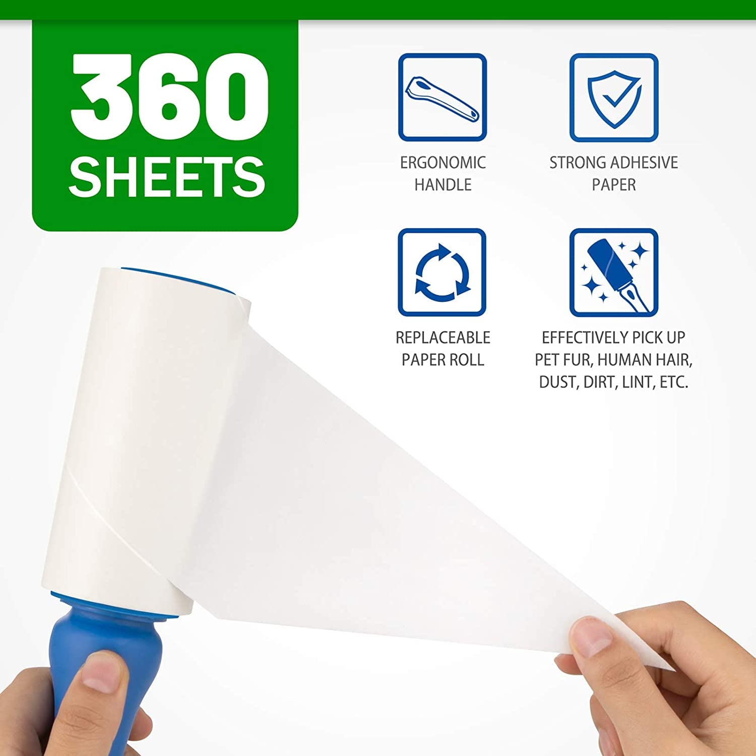 ORDORA Lint Roller Pet Hair Remover, 360 Sheets, 6 Pack