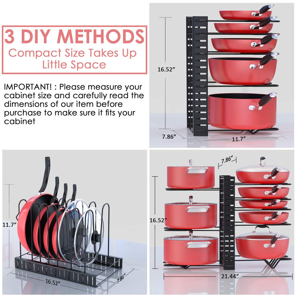 MUDEELA 8 Tiers Pan Organizer Rack and 11 Expandable Pan