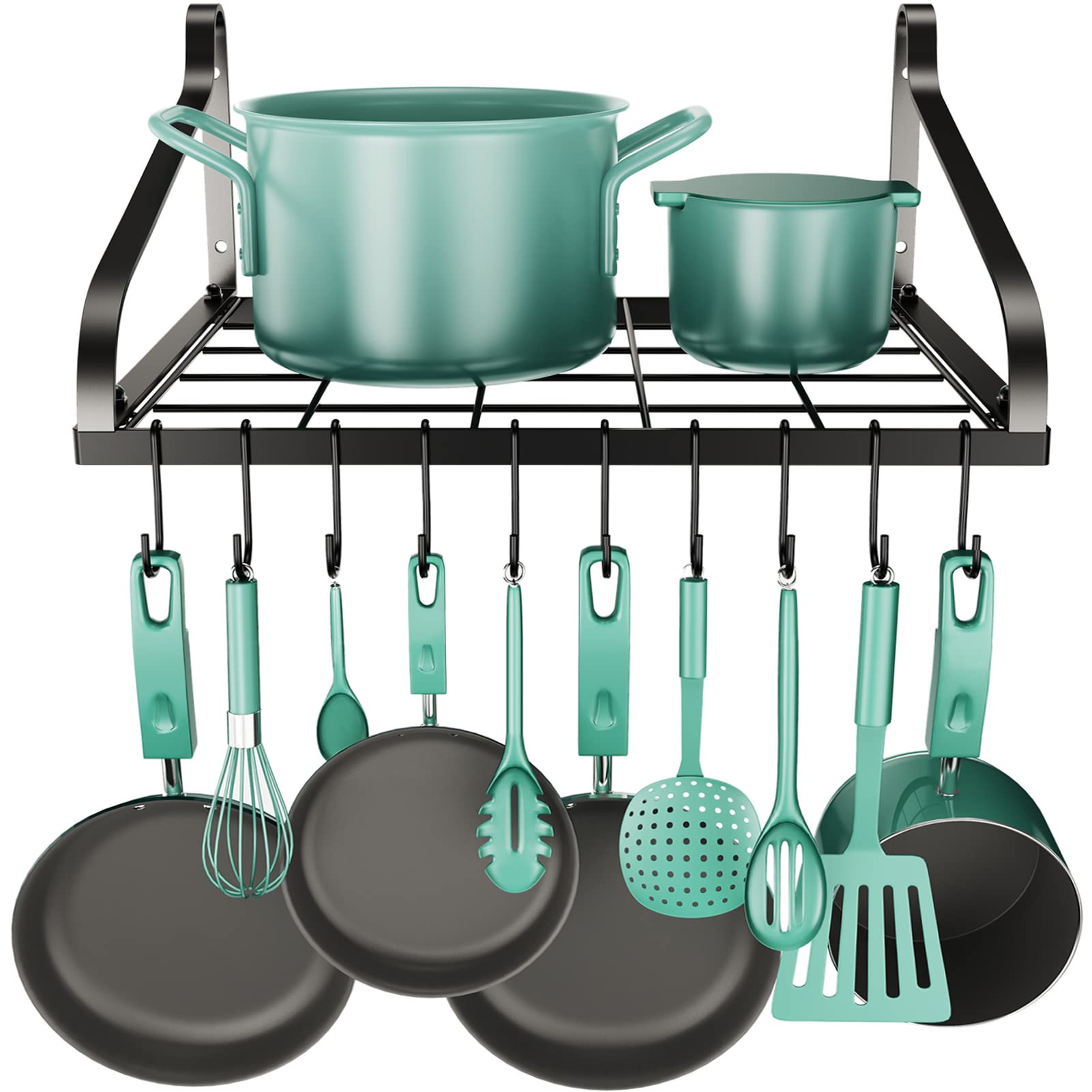 MUDEELA 8 Tiers Pots and Pans Organizer and Hanging Pot Rack Wall Mounted