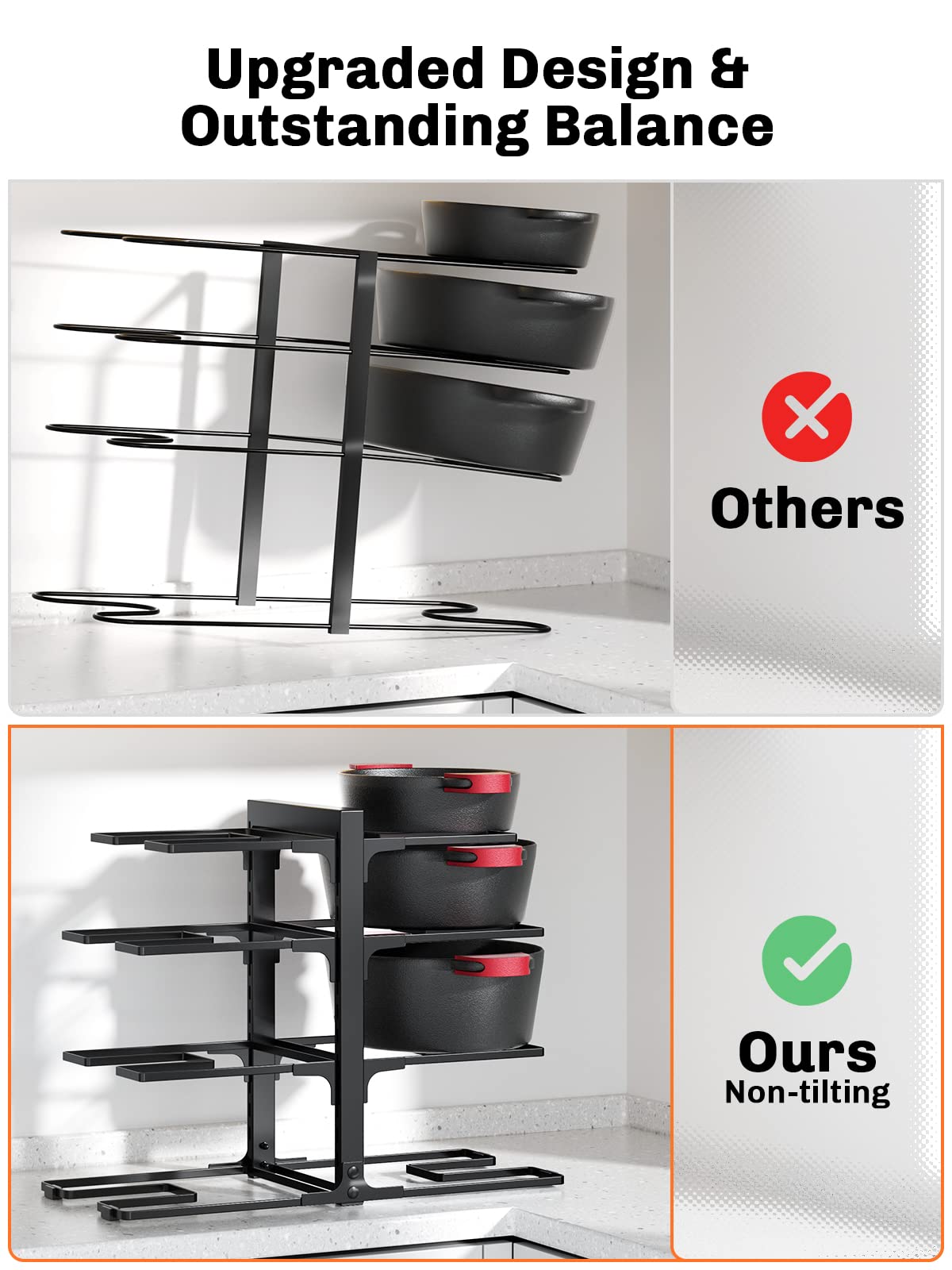 MUDEELA 8-Tier Adjustable Heavy Duty Pan Organizer Rack