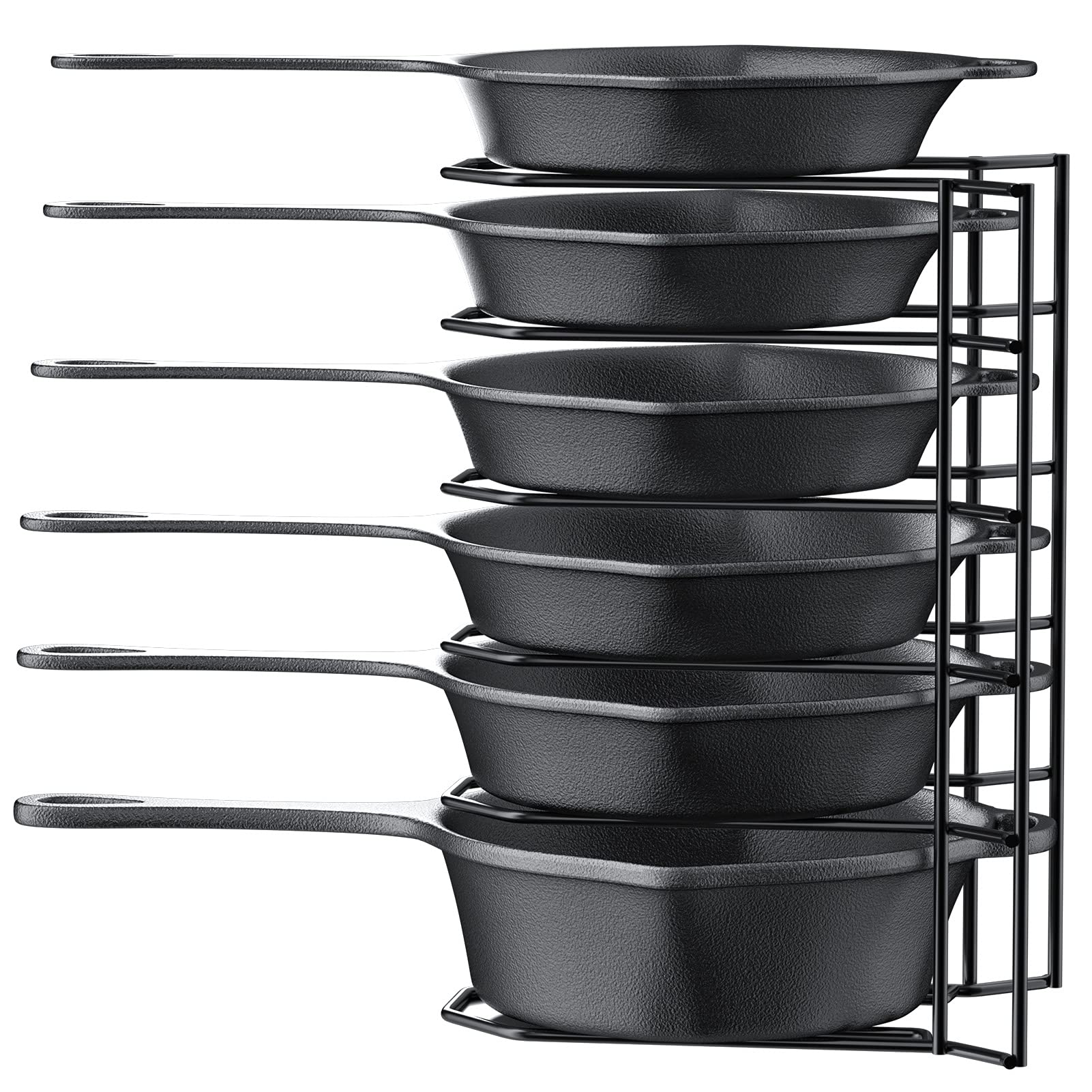 MUDEELA 8 Tiers Pots and Pans Organizer and 6 Tiers Heavy Duty Pan Organizer Bundle