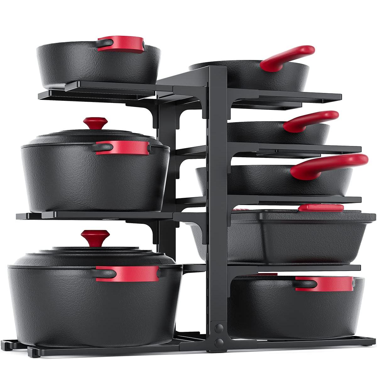 MUDEELA 8-Tier Adjustable Heavy Duty Pan Organizer Rack