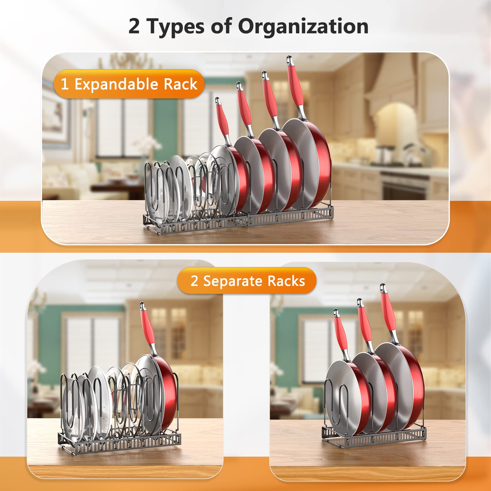 MUDEELA 11 Expandable Pot or Lid Holder With Deeper Dook And U Shape Groove