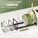 MUDEELA Pot Rack Pan Organizer inside Cabinet - Expandable Pot Lid Organizer for Cabinet with 12 Adjustable Dividers, Cutting Board Organizer Holder Baking Rack Kitchen Cabinet Storage Organization