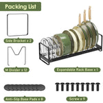 MUDEELA Pot Rack Pan Organizer inside Cabinet - Expandable Pot Lid Organizer for Cabinet with 12 Adjustable Dividers, Cutting Board Organizer Holder Baking Rack Kitchen Cabinet Storage Organization