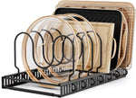 MUDEELA Pot Lid Organizer for Cabinet, Adjustable Baking Pan Rack 7-14 Slots