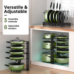 MUDEELA Pots and Pans Organizer Rack for under Cabinet, Expandable 11.65'' to 19" Adjustable Pot Rack with 3 DIY Methods