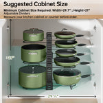MUDEELA Pots and Pans Organizer Rack for under Cabinet, Expandable 11.65'' to 19" Adjustable Pot Rack with 3 DIY Methods
