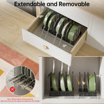 MUDEELA Pots and Pans Organizer Rack for under Cabinet, Expandable 11.65'' to 19" Adjustable Pot Rack with 3 DIY Methods