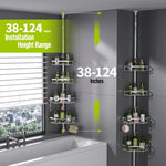 LazySpin 4-Tier Corner Shower Caddy Tension Pole, Silver