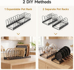 MUDEELA Pot Lid Organizer for Cabinet, Adjustable Baking Pan Rack 7-14 Slots