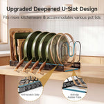 MUDEELA Pot Lid Organizer for Cabinet, Adjustable Baking Pan Rack 7-14 Slots