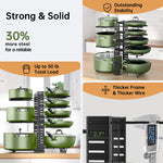 MUDEELA Pots and Pans Organizer Rack for under Cabinet, Expandable 11.65'' to 19" Adjustable Pot Rack with 3 DIY Methods