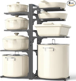 MUDEELA Pots and Pans Organizer Rack under Cabinet 20.8" Height, 8-Tier Adjustable Heavy Duty 120LBS Pot and Pan Organizer Rack inside Cabinet for Kitchen Organizer Cast-iron Pans, Heavy Cookware