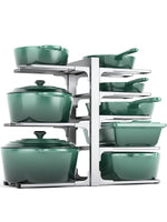 MUDEELA 8-Tier Pots and Pans Organizer for Cabinet, Adjustable Heavy Duty 120LBS Pot and Pan Organizer Rack Under Cabinet, Kitchen Cabinet Storage and Organization Cookware Baking Frying Rack