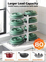 MUDEELA 8-Tier Pots and Pans Organizer for Cabinet, Adjustable Heavy Duty 120LBS Pot and Pan Organizer Rack Under Cabinet, Kitchen Cabinet Storage and Organization Cookware Baking Frying Rack