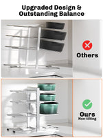 MUDEELA 8-Tier Pots and Pans Organizer for Cabinet, Adjustable Heavy Duty 120LBS Pot and Pan Organizer Rack Under Cabinet, Kitchen Cabinet Storage and Organization Cookware Baking Frying Rack