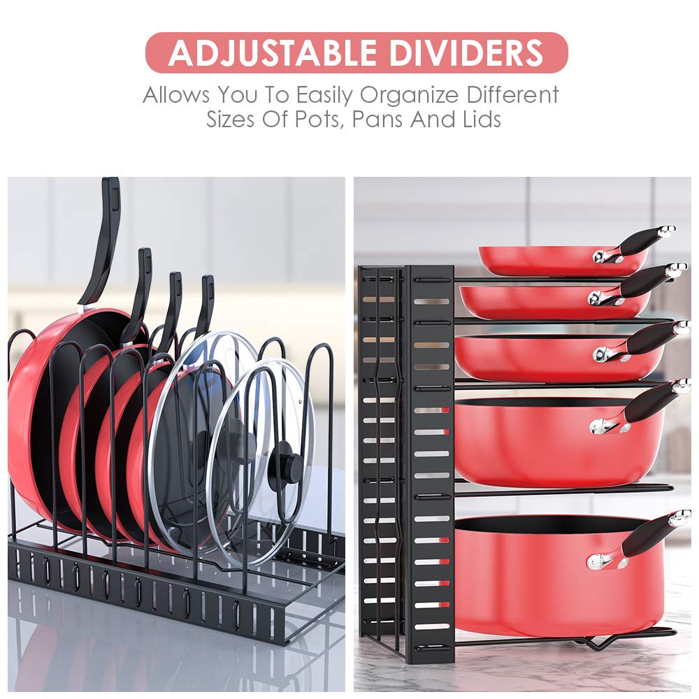 Pantasia Pots and Pans Organizer, Expandable Cutting Board Pot Lid Org –  Mudeela