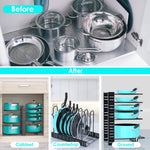 MUDEELA 8 Tiers Pan Organizer Rack and 11 Expandable Pan 8 Tiers Pot