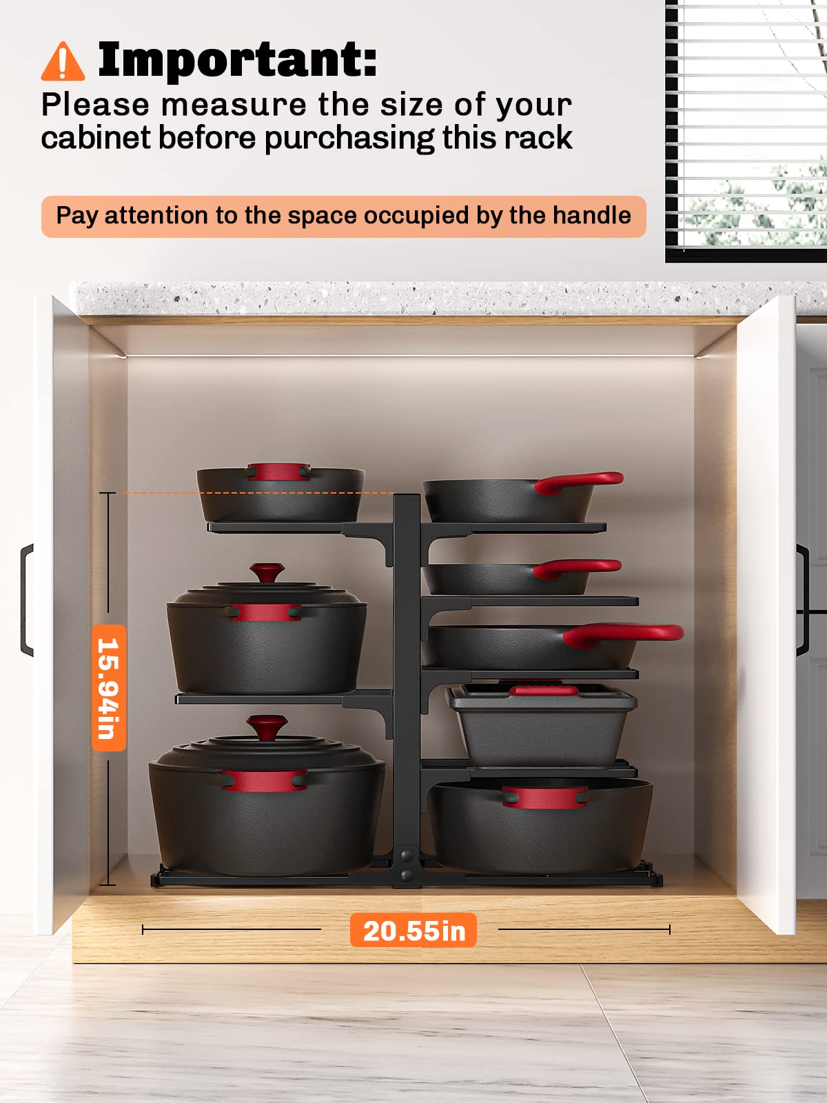 MUDEELA 8-Tier Adjustable Heavy Duty Pan Organizer Rack